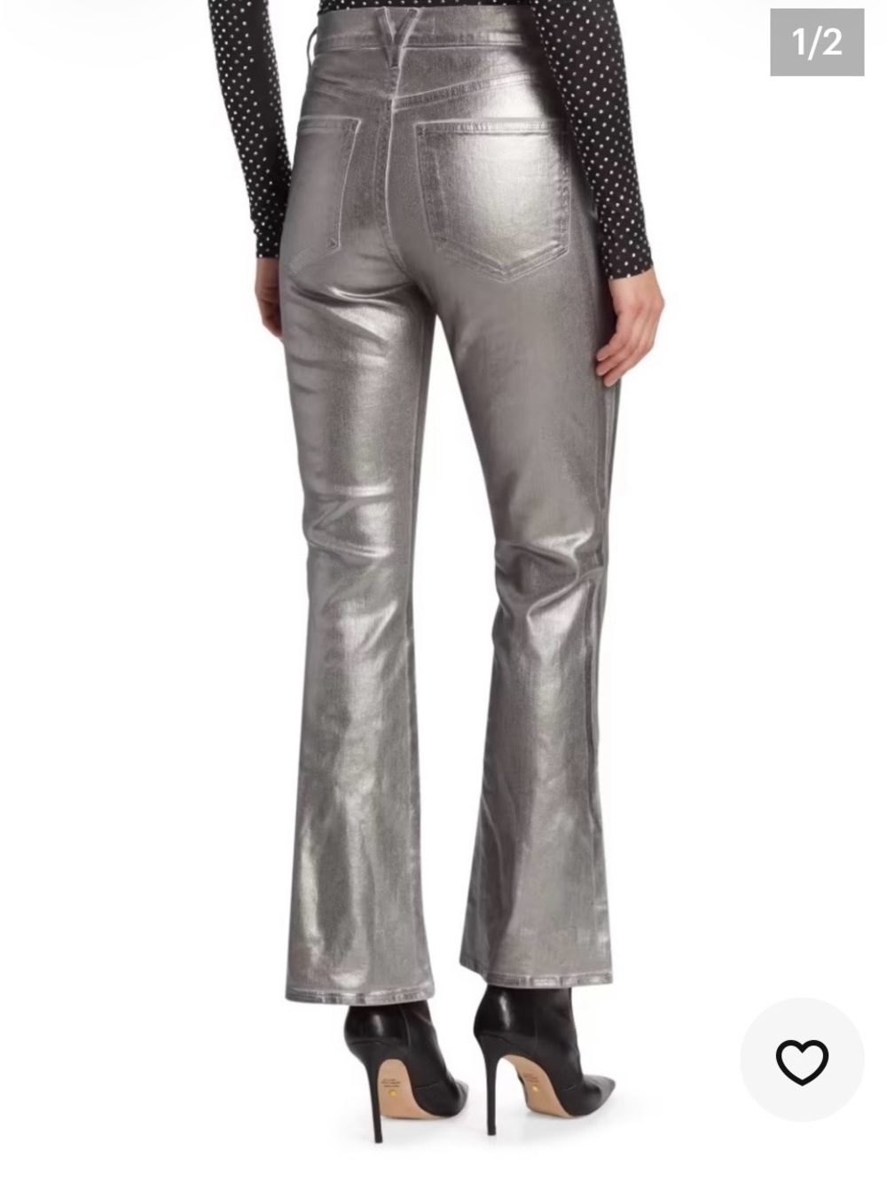 Veronica Beard Metallic Silver Flared Jeans